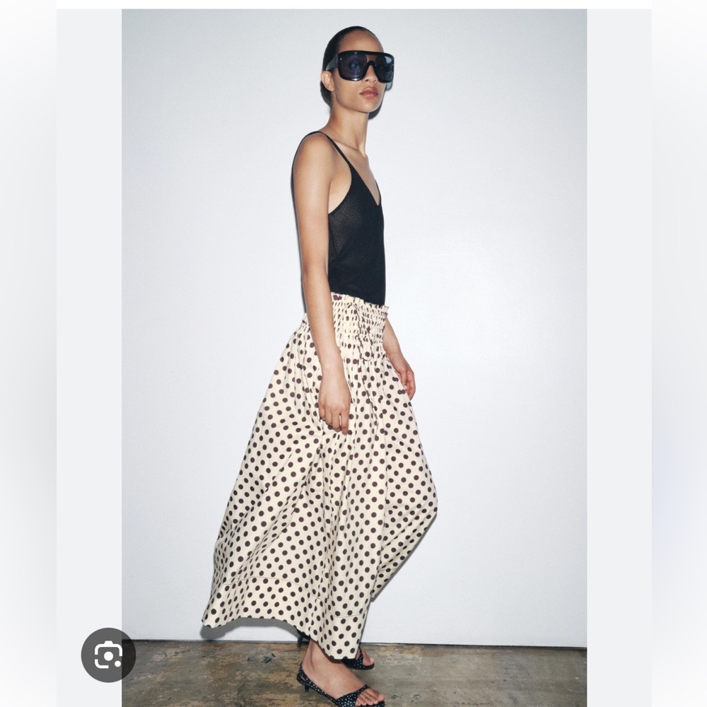 Zara Polka Dot Midi Skirt NWT